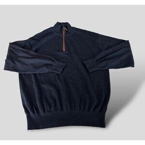 Orvis Mens 1/4 Zip Sweater Xl 100% Wool Navy Blue Dad Preppy Casual Fly Fishing